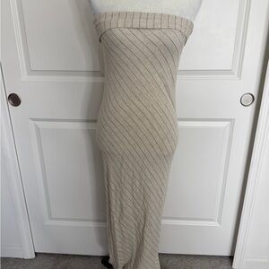 Striped Beige Midi Dress